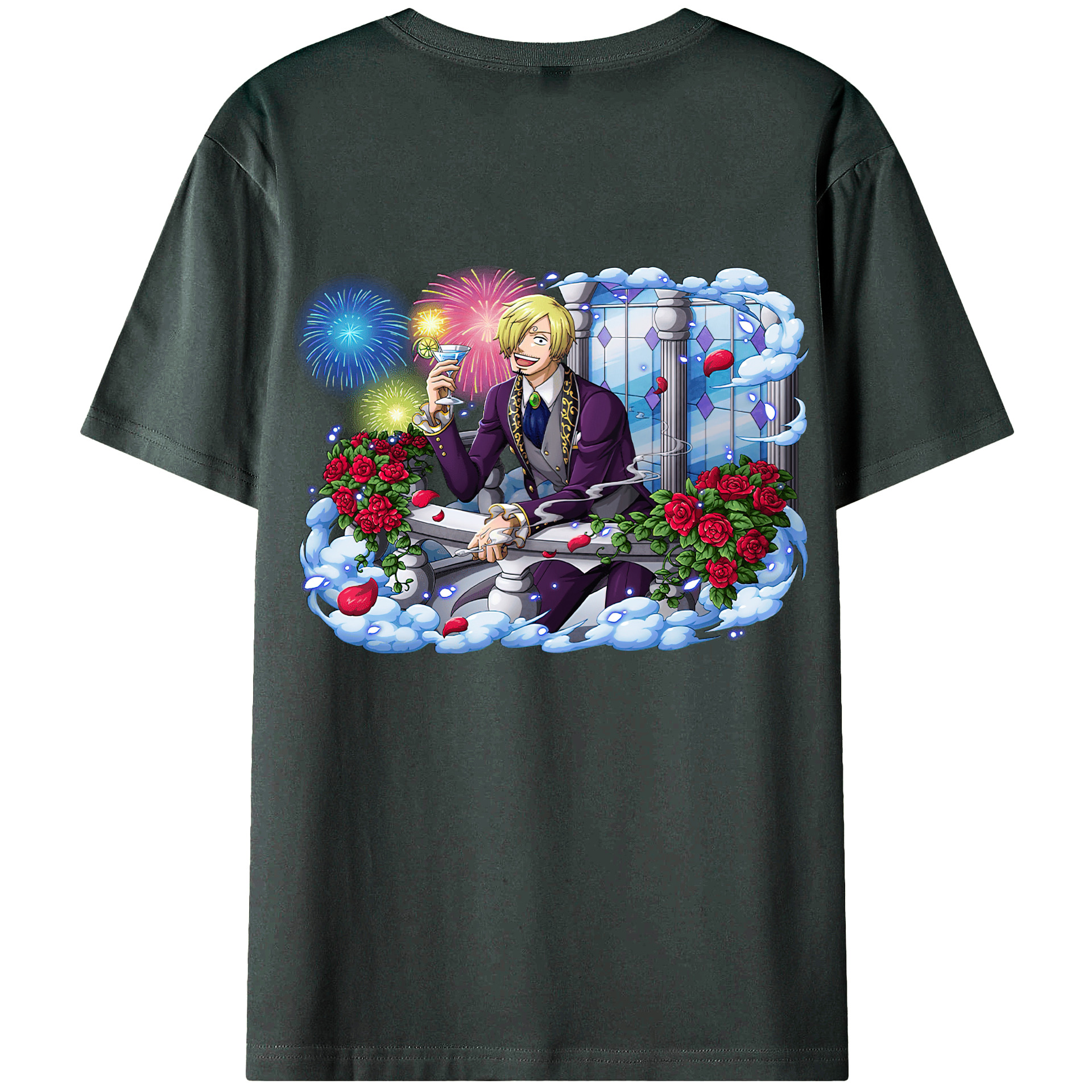 （画像用） ワンピース サンジ ONE PIECE Sanji 綿100％ メンズ半袖Tシャツ（バックプリント） 通気性